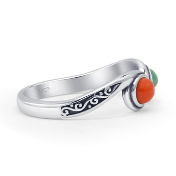 Turquoise & Red Coral Ring